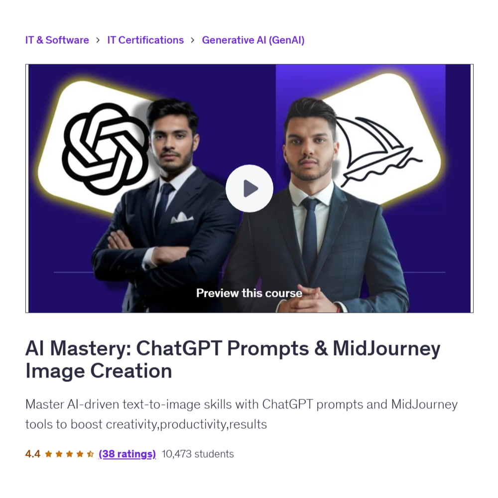 [Video Course] AI Mastery: ChatGPT Prompts & MidJourney Image Creation | Learn Midjourney 2025