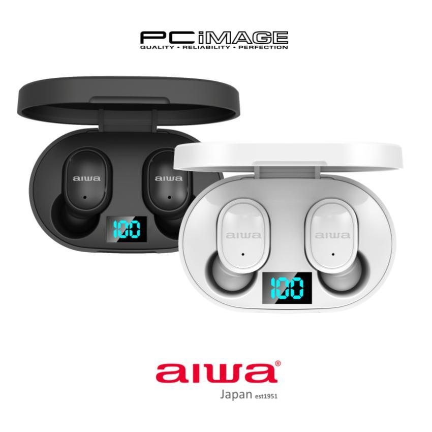 AIWA AT-X80E TWS EARBUDS /LCD DISPLAY/1.5HR PLAYTIME 70 DAYS STANDBY/WHITE/BLACK/1YW