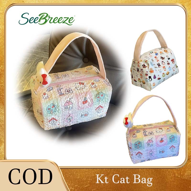 Cattie Cosmetic Bag Portable Cartoon Kawaii Kt Cat Makeup Bag Travel Storage Trendy Cute Handbag