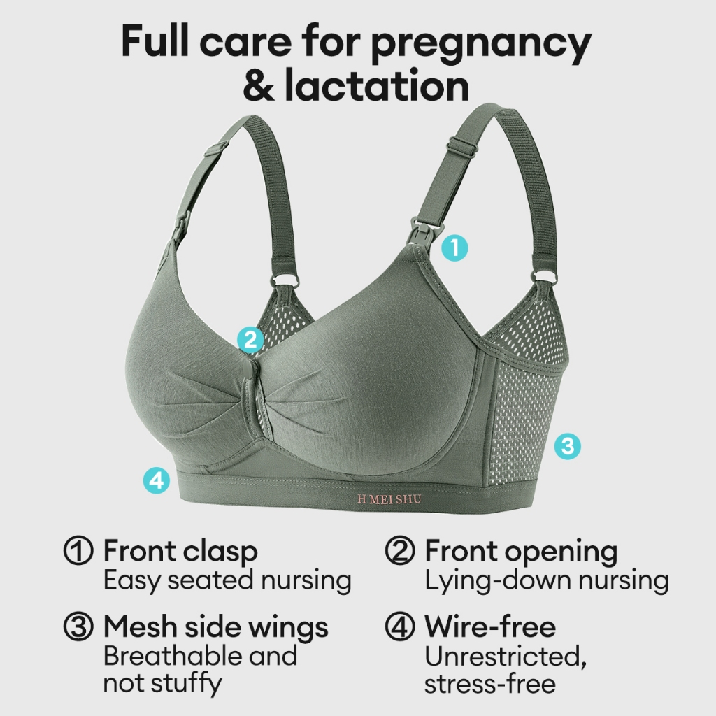 Women Nursing Bra Maternity Breastfeeding Bra Breast Pump - Button Design Bra Nursing Menyusu Butang 2095