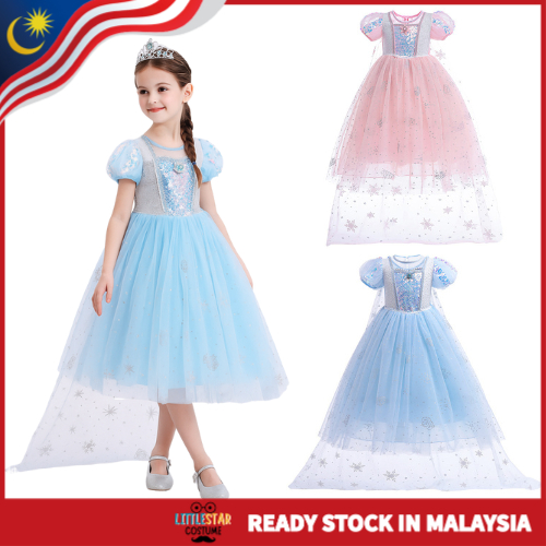 Elsa Movie Character Deluxe Princess Dress for Girls – Blue Frozen Cosplay Costume for Halloween & Party