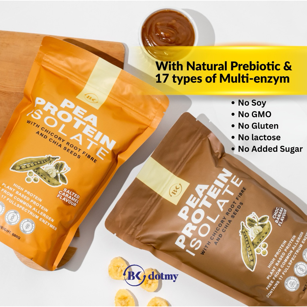 【BKDOTMY HQ】PEA PROTEIN ISOLATE Plant Based Vegan Protein Shakes No Sugar Non Dairy Low Calorie High Amino Acids