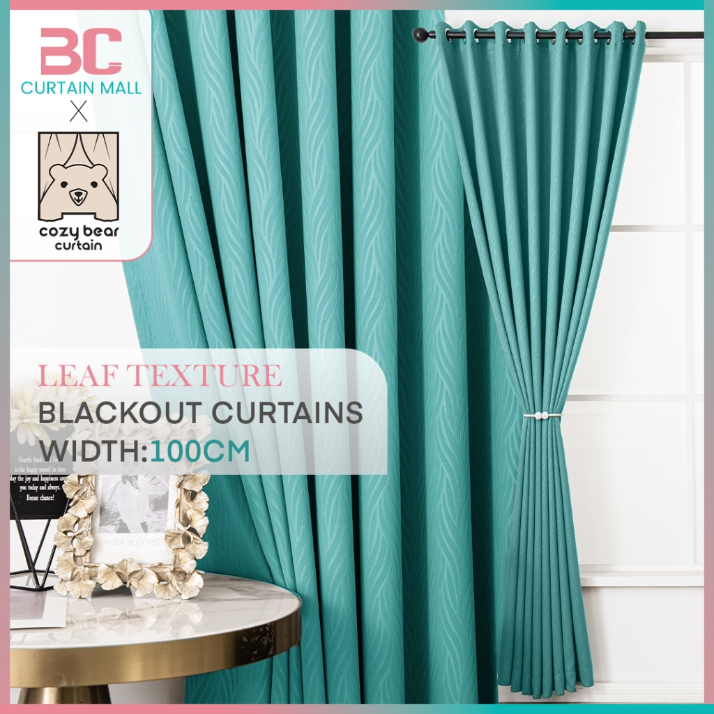 Cozy Bear【Ready Stock】100cm Leaf Texture Blackout Curtain
