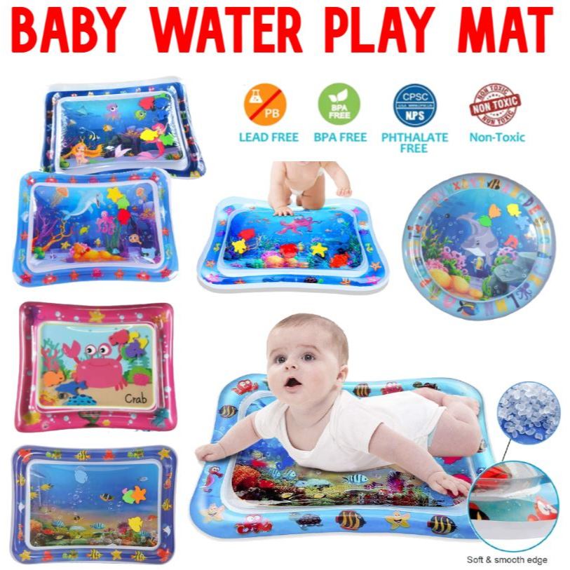 #ReadyStock Baby Water Play Mat Pusat Aktiviti Kembung Menggalakkan Perkembangan Motor dan Deria Bayi Bayi Ditampar