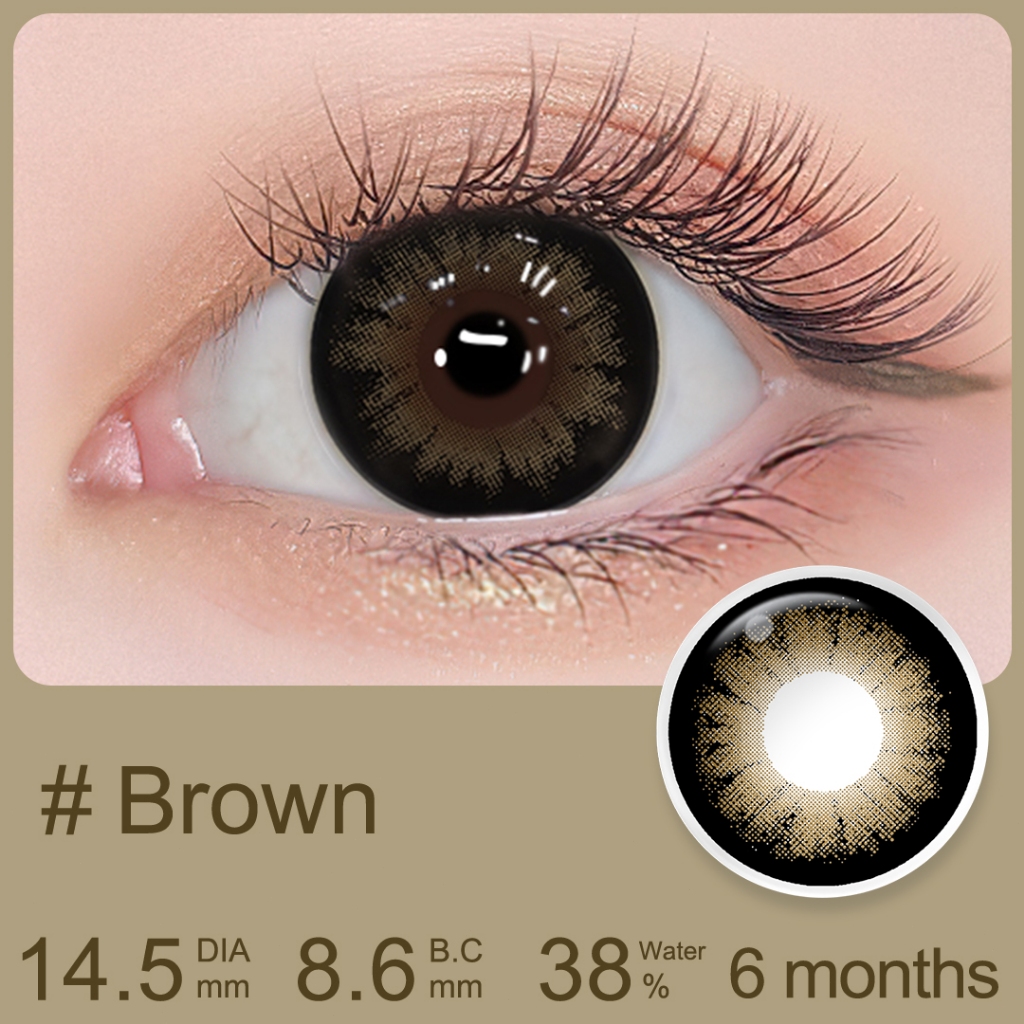 【0.00~-6.00】Magister Contact Lens Power 14.5mm Candy Brown Contact Lenses Big Eyes Diamond 1 Pair