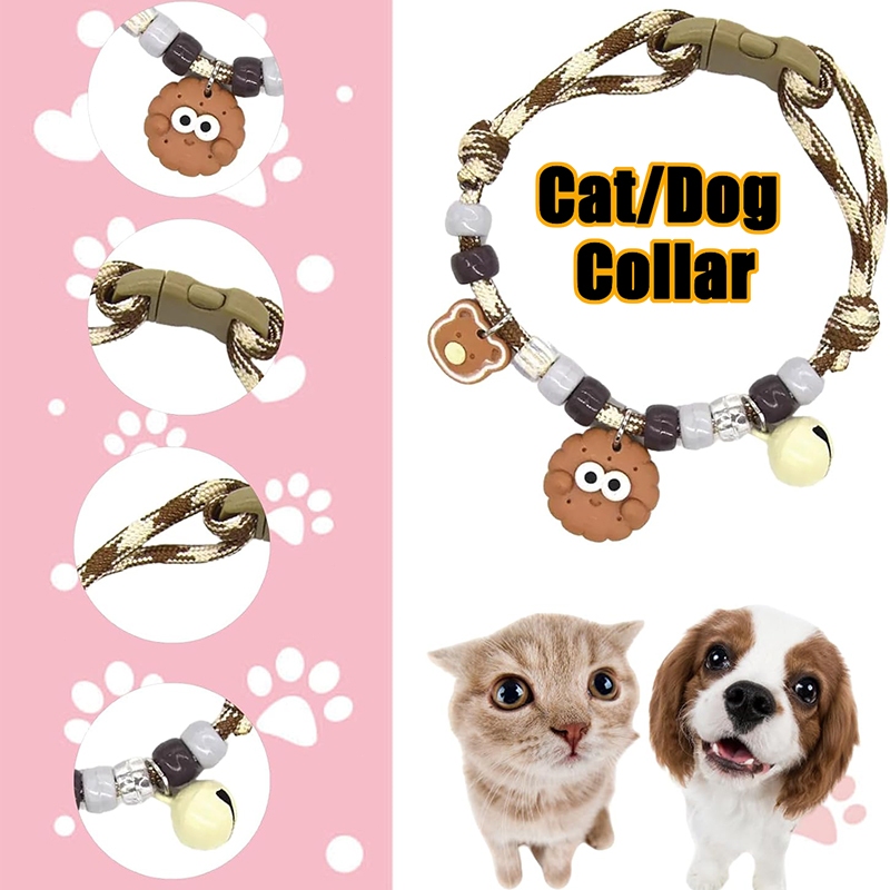 Colorful Adjustable Pet Collar Pet Bell Collar Woven Necklace Puppy Cat Collar Pet Accessories Cat Collar Dog Necklace
