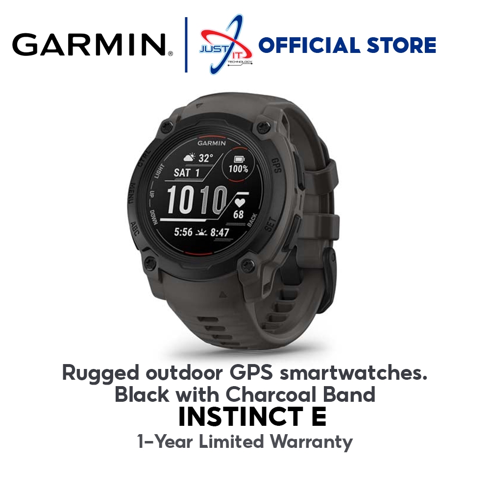 GARMIN INSTINCT E RUGGED OUTDOOR GPS SMARTWATCHES BLACK WITH CHARCOAL BAND - ( 010-02933-13 )