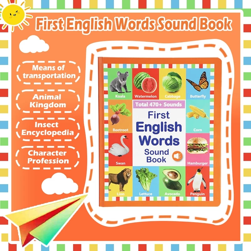 Interactive Kids Learning E-Book with Animal Sounds for Ages 3-8  470+ Words