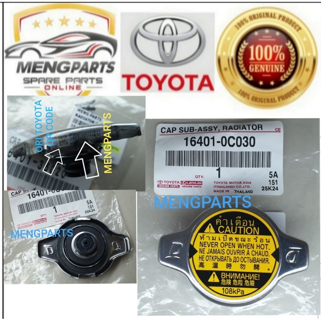 ORI TOYOTA VIOS NCP93 NCP150 NSP151 ACV30 ACV40 ASV50 ACR30 ANH10 SIENTA PRIUS C VOXY RADIATOR CAP 108KPA 16401-0C030