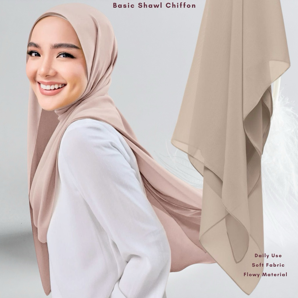 High Quality Basic Dailywear Shawl CHIFFON KEKNIS 1.8m | Shawl Keknis Heavy Chiffon - Soft and flowy Material