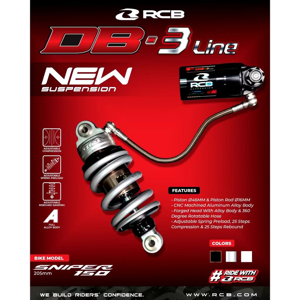 *HOT* RCB RACING BOY DB3 LINE MONOSHOCK WITH TANK LC135-LCV8 Y15ZR/Y16ZR R15 RS150 RSX CBR150R BELANG150 RAIDER150 FI