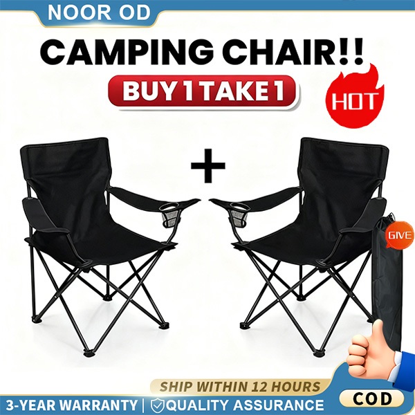 🔥【Buy 1 Get 1 Free】Kerusi Healing Lipat Khemah/Portable Folding Camping Chair with Arm Rest Cup Holder Foldable Chair折叠椅
