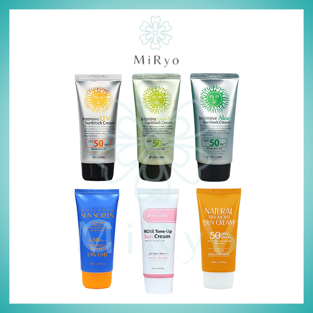 3W CLINIC Intensive UV Sunblock Cream / Collagen / Vita Moist / Multi Protection / Aloe/ Green Tea Sunscreen 70ml[MIRYO]