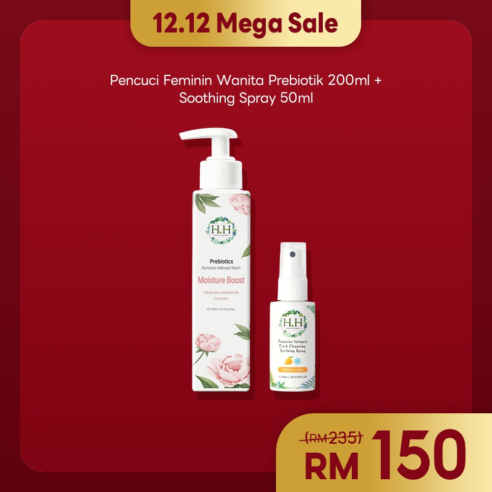 HH Set Penjagaan Wanita Feminin Care | Prebiotic Feminine Wash 200ml + Feminine Soothing Spray 50ml