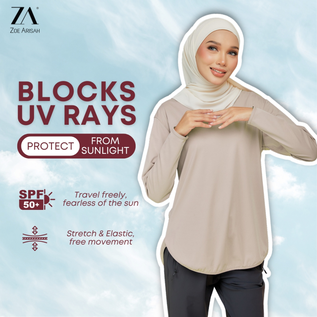 ZOE ARISAH Meiska Serfiya Training Shirt Muslimah Baju UV Protection Sukan Sport SPF50 Water Activewear ZOE ARISSA