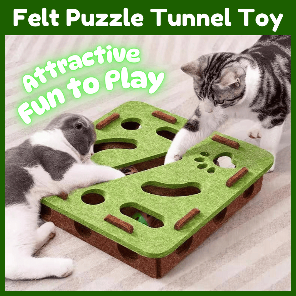 Felt Cat Toy Maze Box Interactive Puzzle Game Scratching Toy Ring Ball Mainan Kucing Scratcher