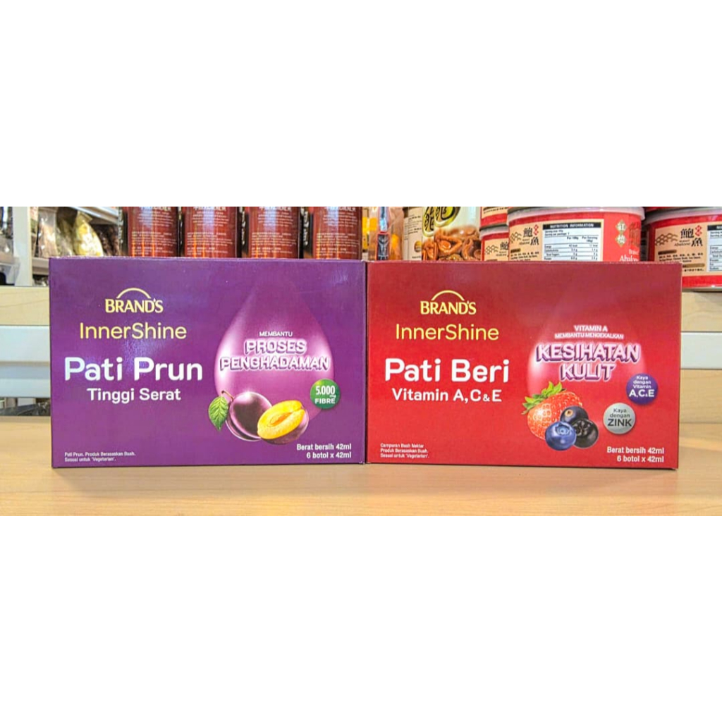 1) BRAND'S InnerShine Prune Essence with Vit E (6 x 42ml) / 2) BRAND'S InnerShine Berry Essence (6 x 42ml)