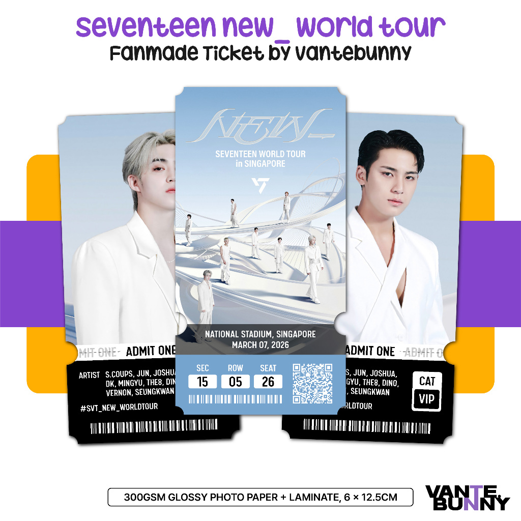 Fanmade Mock Ticket | Seventeen SVT "New_" Live Viewing | KPOP Custom Concert Tix by Vantebunny