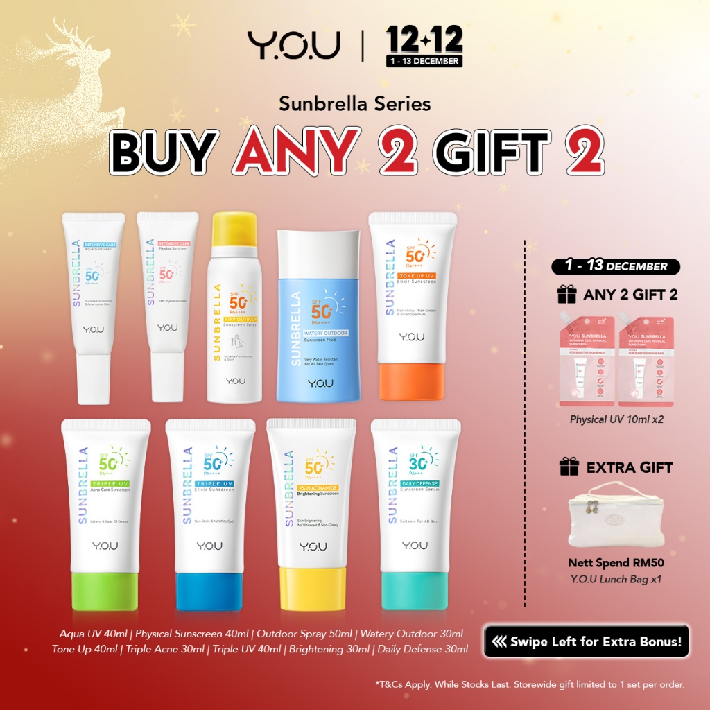 [Sunbrella Family] YOU sunscreen Triple UV | Triple Acne Care | Tone Up UV | Aqua UV | Watery Outdoor Pelindung Matahari