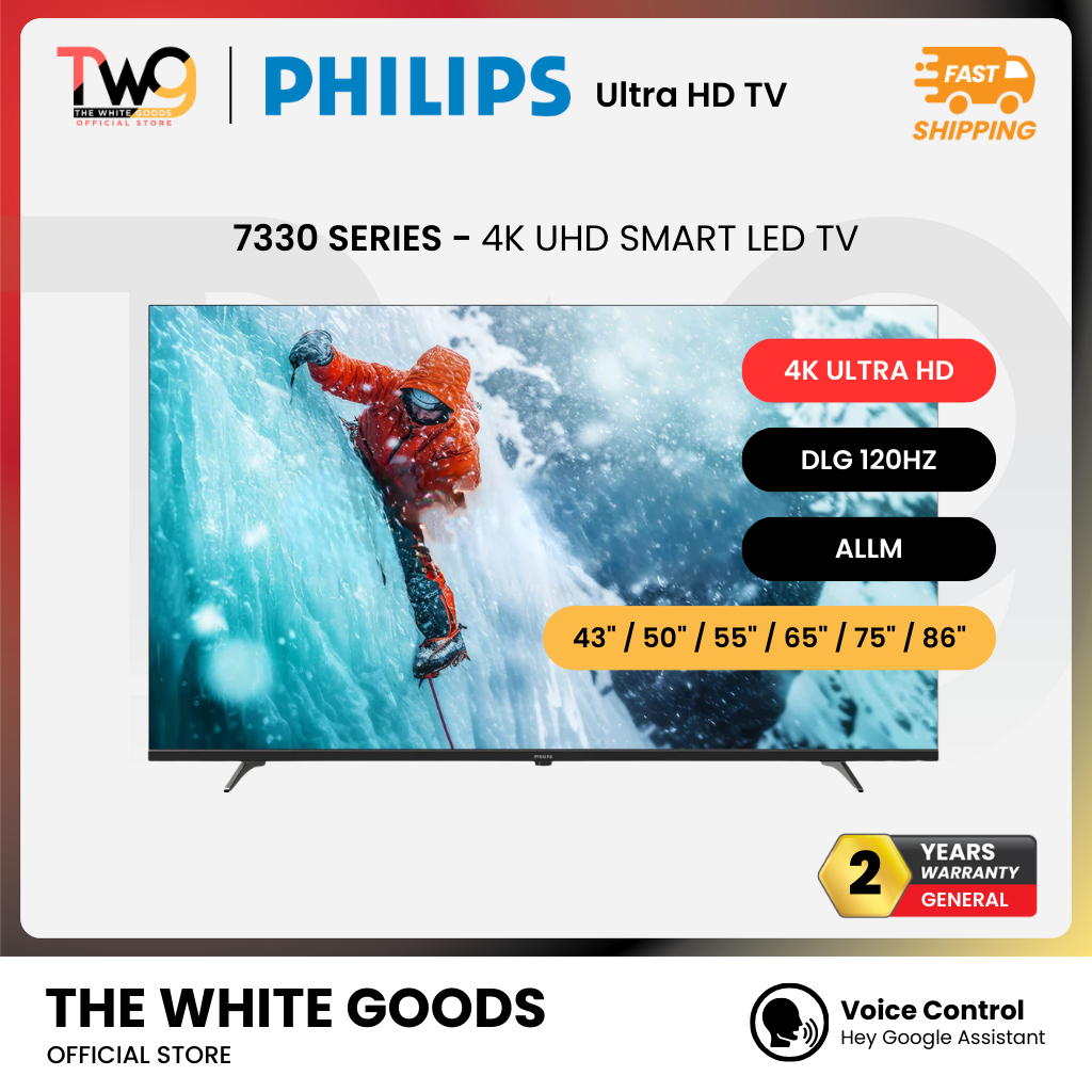 [FREE SHIPPING] PHILIPS 7330 / 7129 Series 43 50 55 65 75 86 Inch 4K UHD HDR 120Hz DLG Google TV ALLM