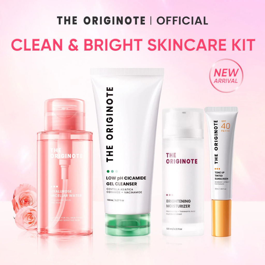 The Originote 4in1 Skincare Set - Cicamide Facial Wash + Toner + Serum + Hyalucera Moisturizer Gel