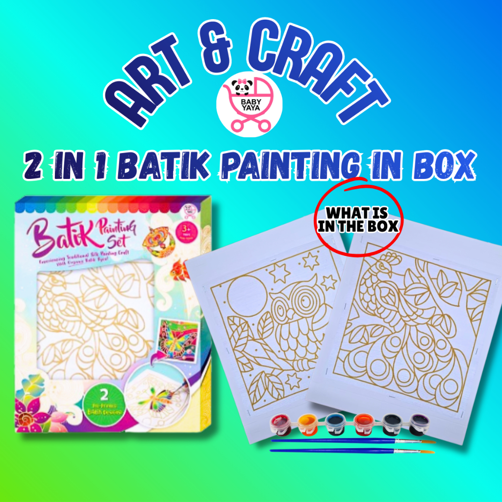 DIY Batik Painting Kit for Kids – 2-in-1 Canvas & Colour Set |Non-Toxic Water-Based Dyes | Creative Malaysian Art Craft