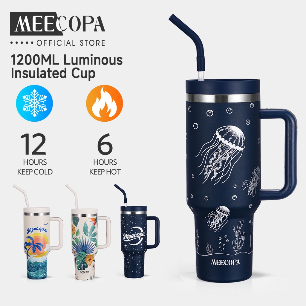 MEECOPA 1200ML Insulated Mug With Straw Keep Cold And Hot Vacuum 304 Stainless Steel