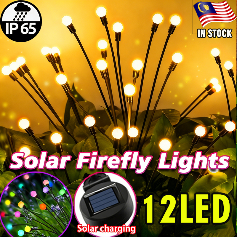12LED Solar Firefly Lights Outdoor - Waterproof Wind - Swing Lamp, Perfect for Garden Lawn Patio Festive Decorations