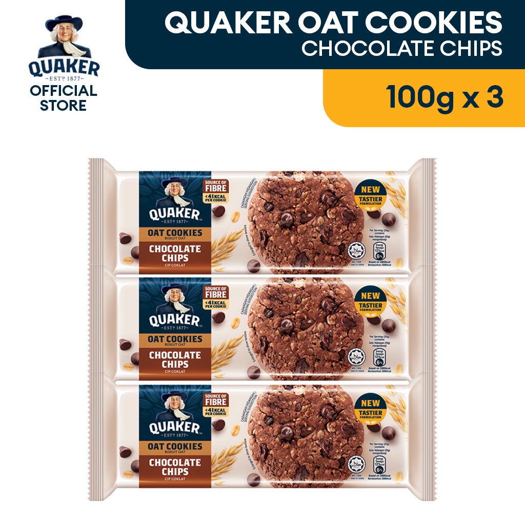Quaker Oat Cookies - Choco Chips/Raisin/Honey Nuts / [Pek 3] Quaker Biskut Oat Cip Coklat/Kismis/Kacang Madu