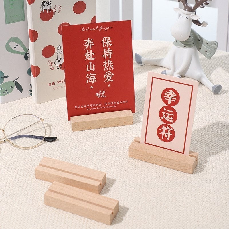 [Ready Stock] Rustic Wood Place Card Holders Wooden Holder stand Picture Stand Wood Photo Stand Wooden Pine Place Card
