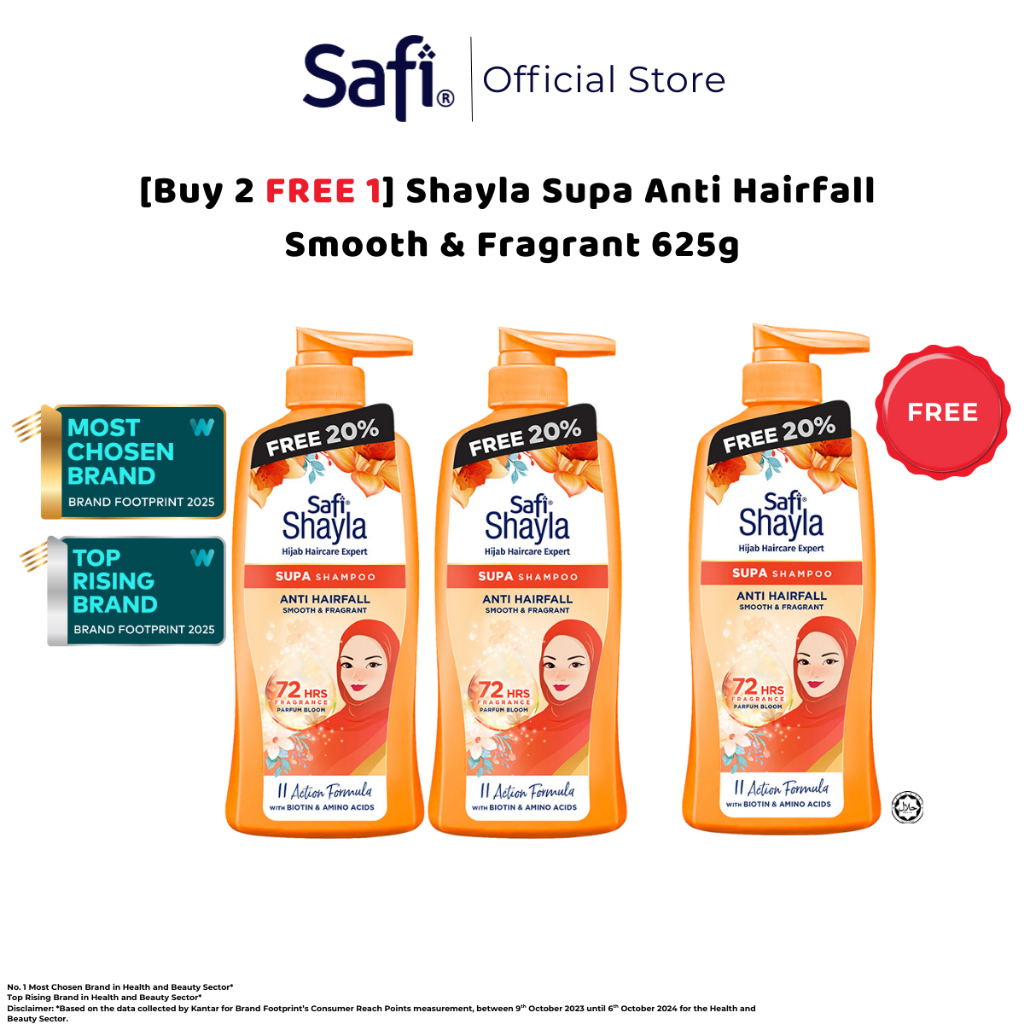 [Buy2Free1] Safi Shayla Supa Shampoo Anti Hairfall, Smooth & Fragrant 625g | Hijab Scalp Care | Redu
