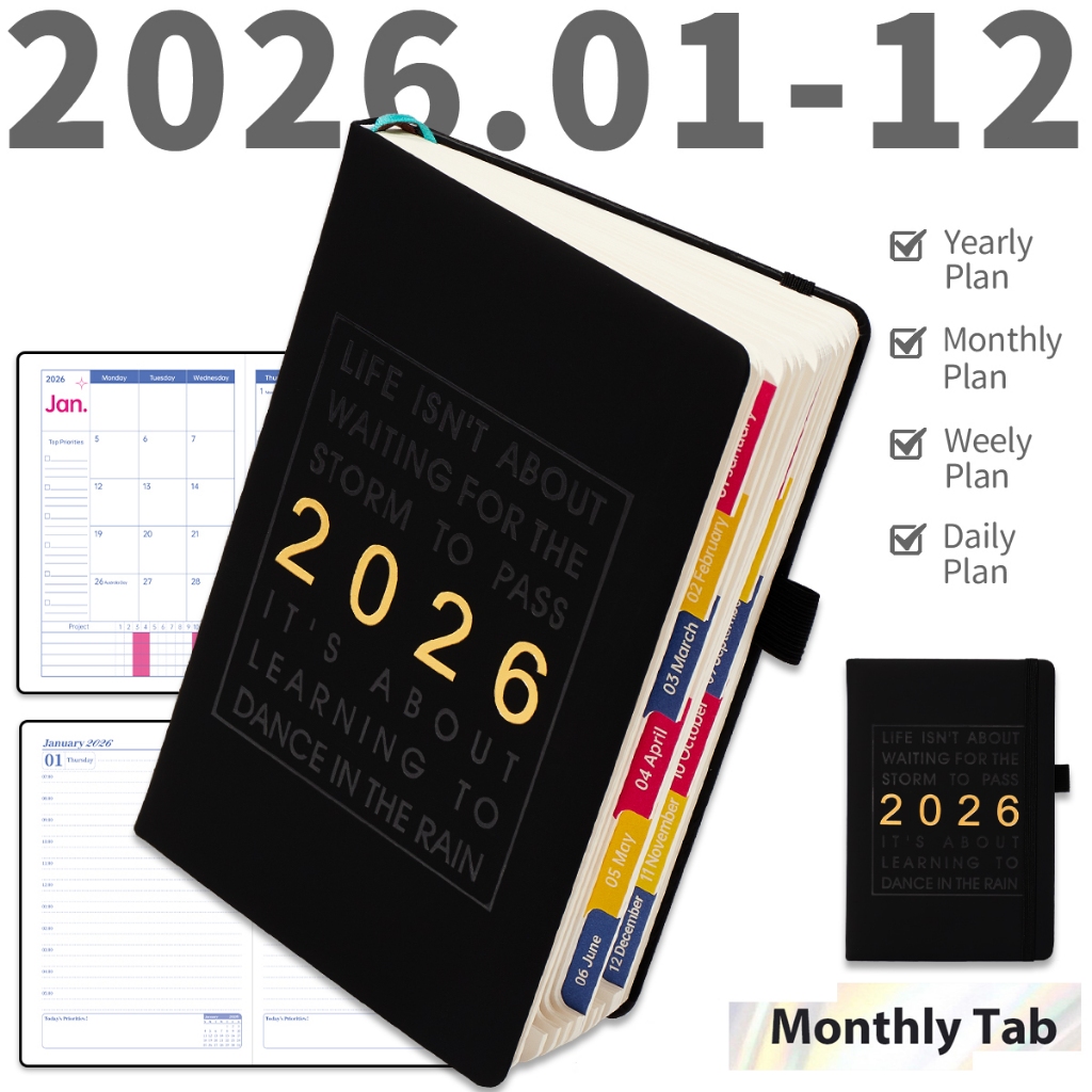 2026 Planner A5 Agenda 365 Days Notebook Calendar Monthly/Weekly Planner Office School Stationery