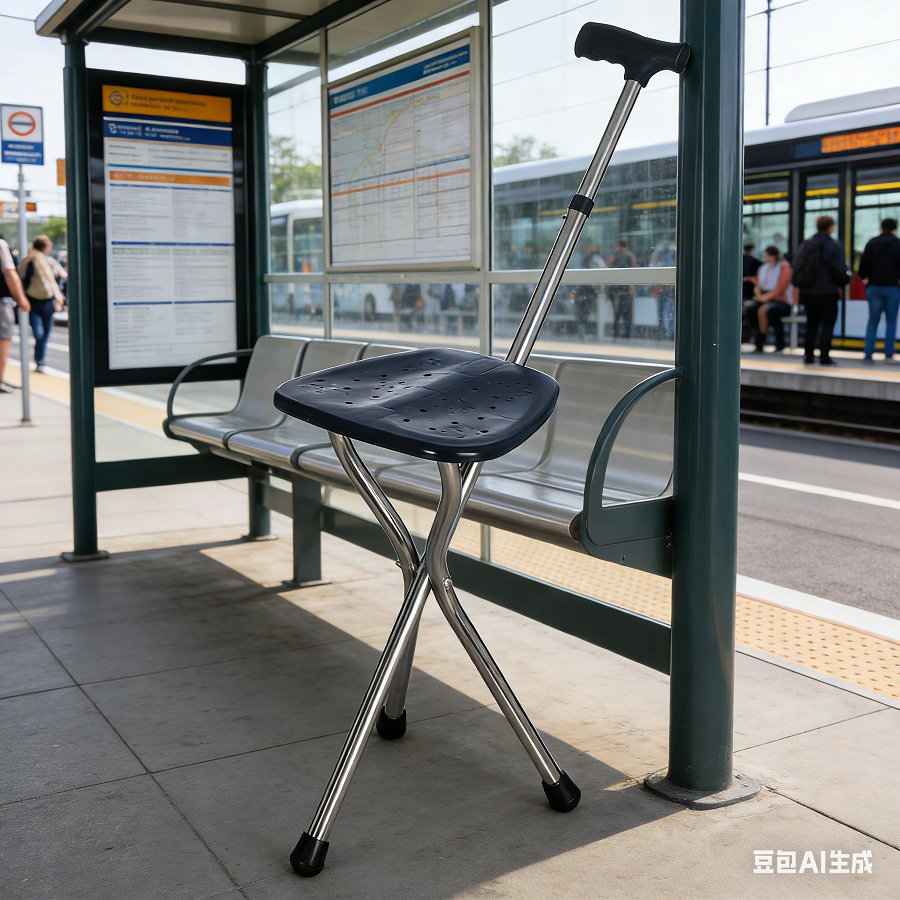 Walking Cane Stool Folding Walking Cane Chair、Foldable walking stick for elderly、tongkat kaki 4、拐杖椅子、tongkat orang tua