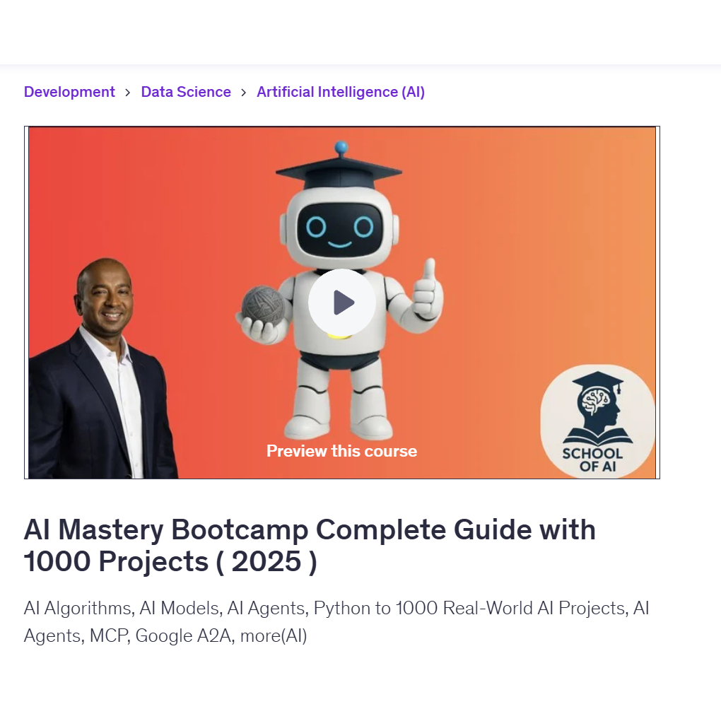 [Ai Video Course]-AI Mastery Bootcamp: Complete Guide with 1000 Projects | Learn Ai LLM Video Lessons