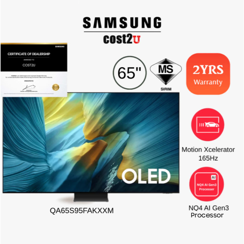 Samsung 65" OLED S95D/S95F 4K Smart AI TV | QA65S95FAKXXM QA65S95DAKXXM (Television 电视机)