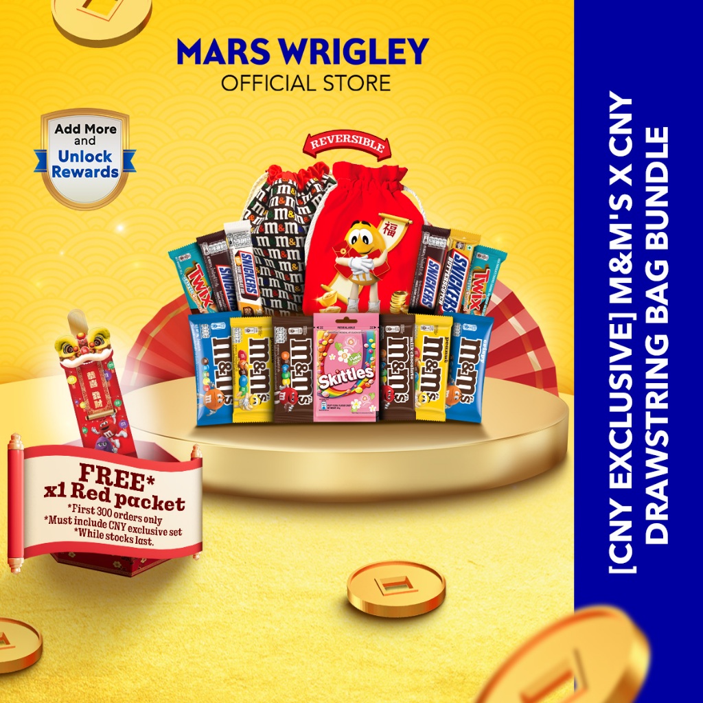 [CNY 2026 Exclusive] M&M'S x CNY Drawstring Bag Assorted Chocolate Bundle (FREE Angpow x1 per order only)
