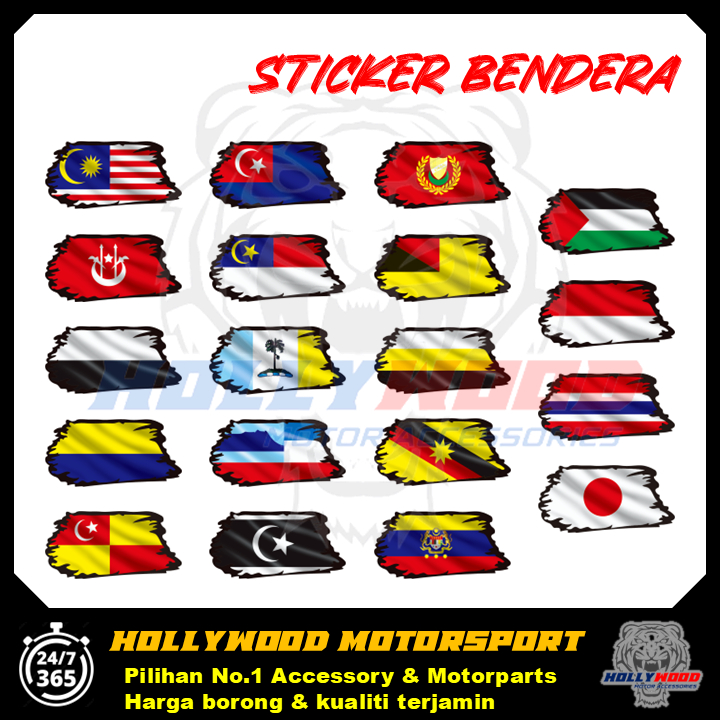 STICKER BENDERA MALAYSIA PALESTINE THAILAND SABAH KELANTAN SELANGOR JOHOR PERLIS KEDAH PERAK PAHANG