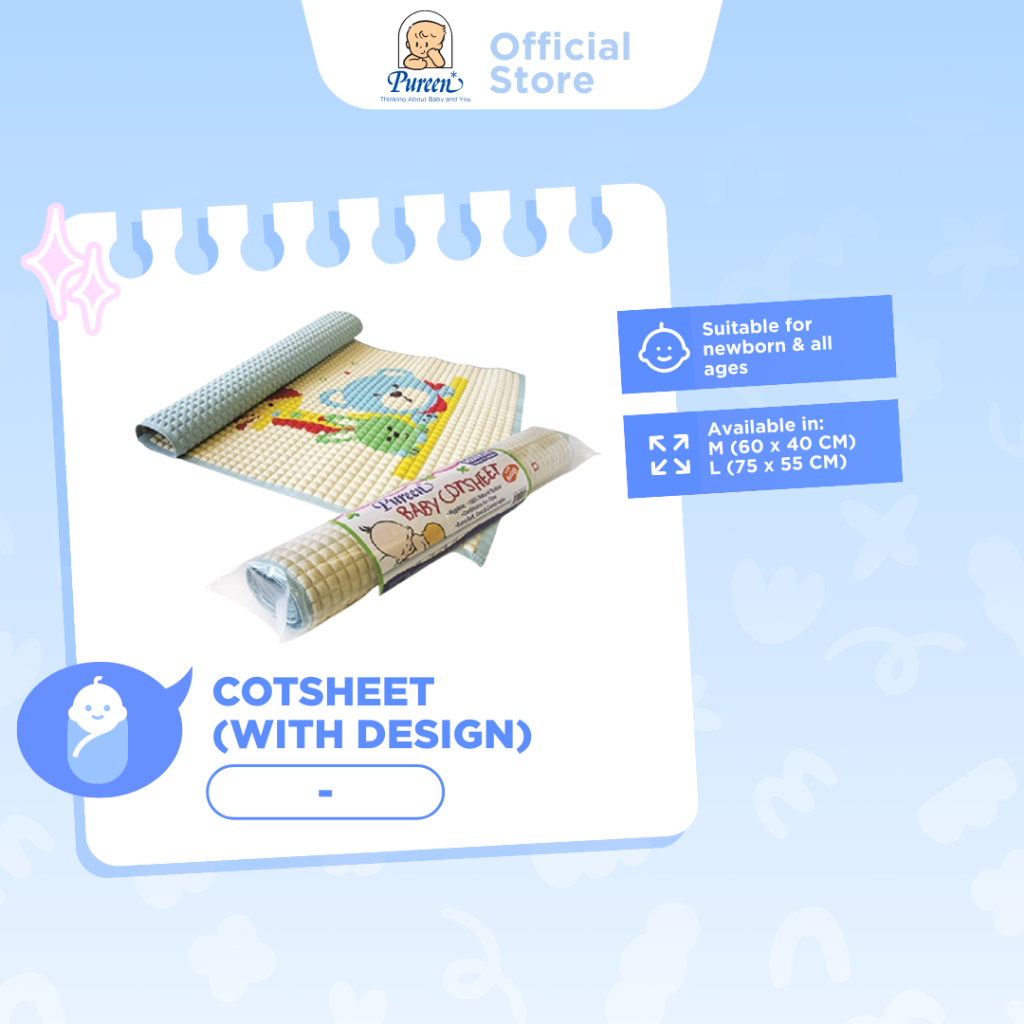 Pureen Cotsheet with design - COLORS SELECTED AT RANDOM DESIGN (M/L Size)