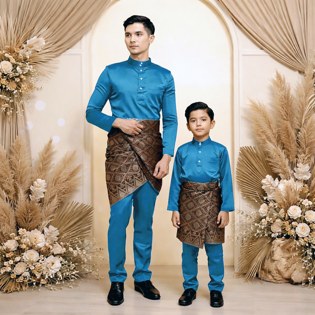 Baju melayu Slim Fit Traditional Wear For Kids Premium Pearl Skin Satin