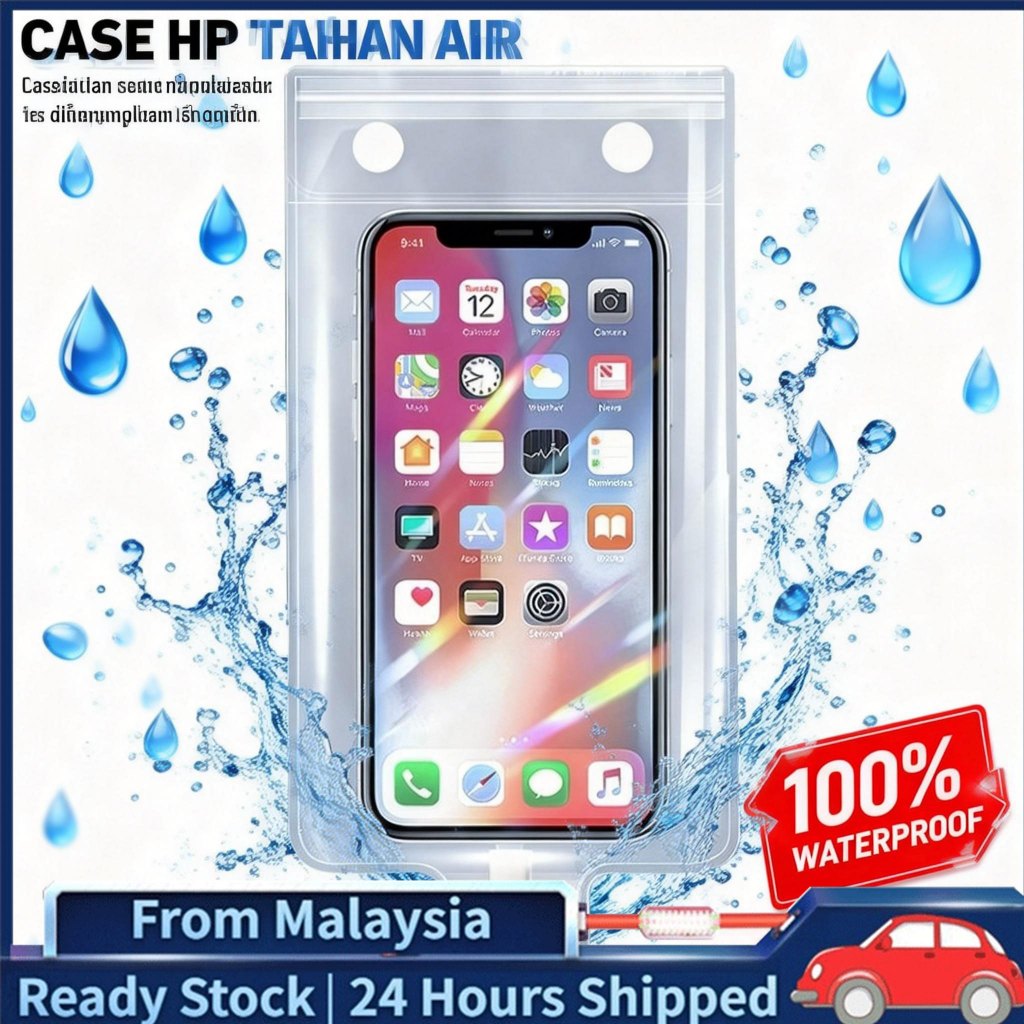 Waterproof Phone Pouch for DevicesTahan Hujan Lebat & Renang di Kolam,Touch Screen Sensitif for Universal 手机防水袋