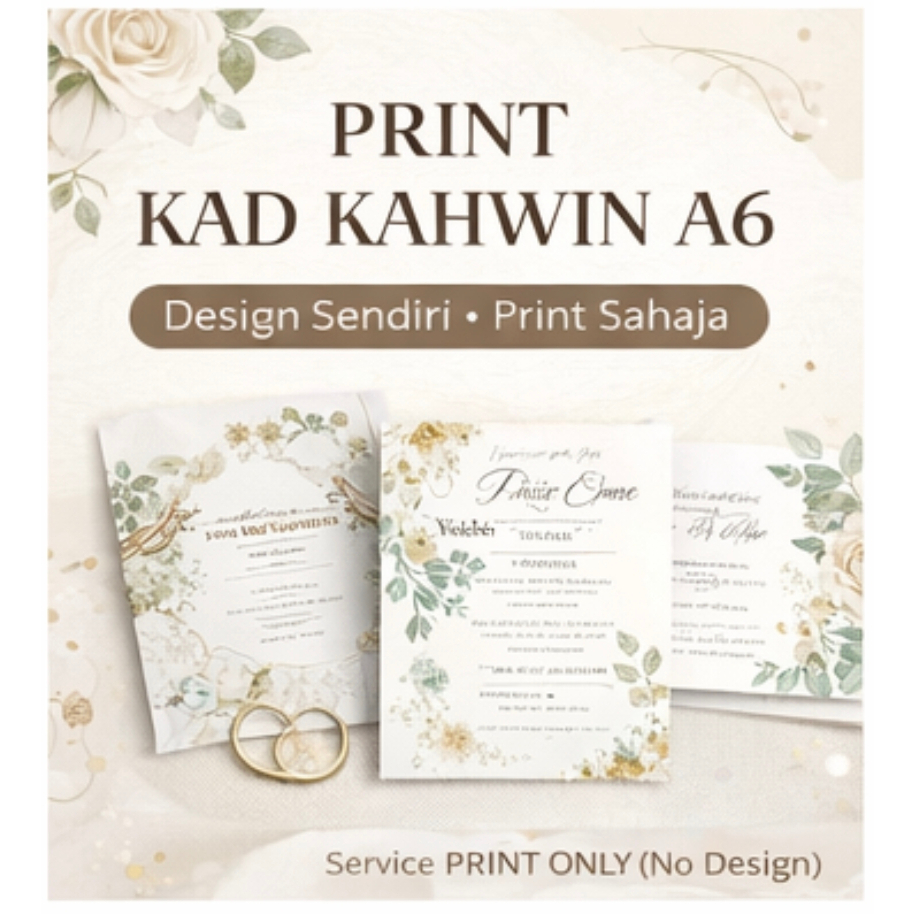 Print Kad Kahwin Design Sendiri | Print Sahaja | A6