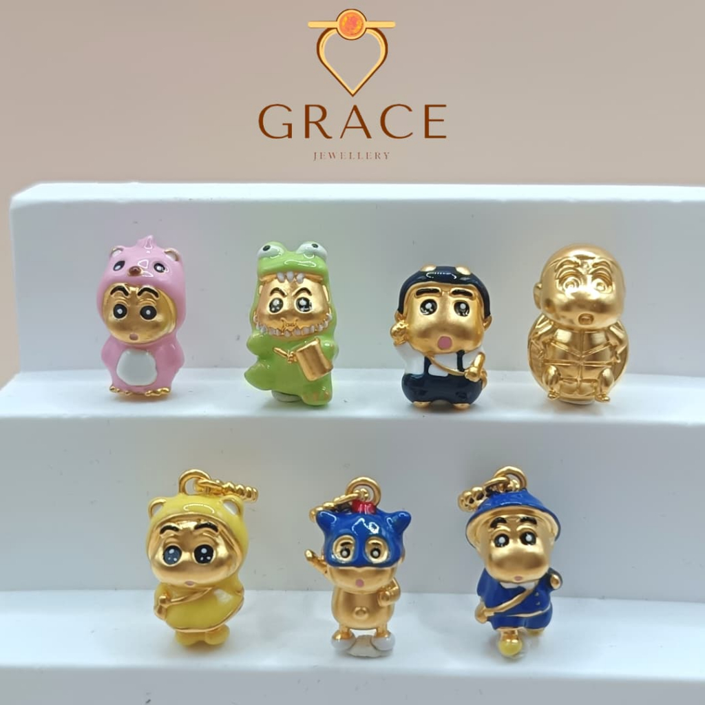 Grace Jewellery Gold 916 Collection Charm Shin Chan/Emas 916 Koleksi Charm Shin Chan/黄金916小克重蜡笔小新吊坠
