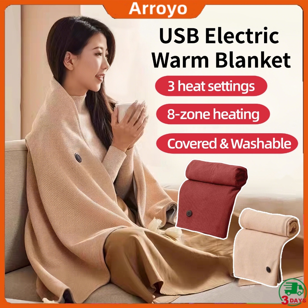 Wearable Electric Blanket Portable USB Heated Shawl Warm Fleece Nude Warm the Abdomen Heating Blanket for Outdoor Home