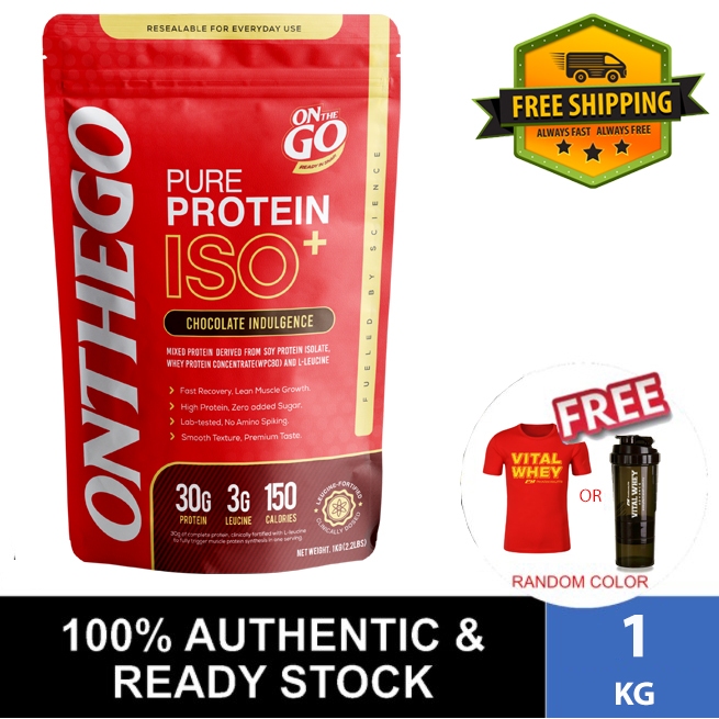 Onthego Pure Protein Isolate+ (1kg - 25 Servings) - Muscle Recovery, Lean Muscle, Fitness