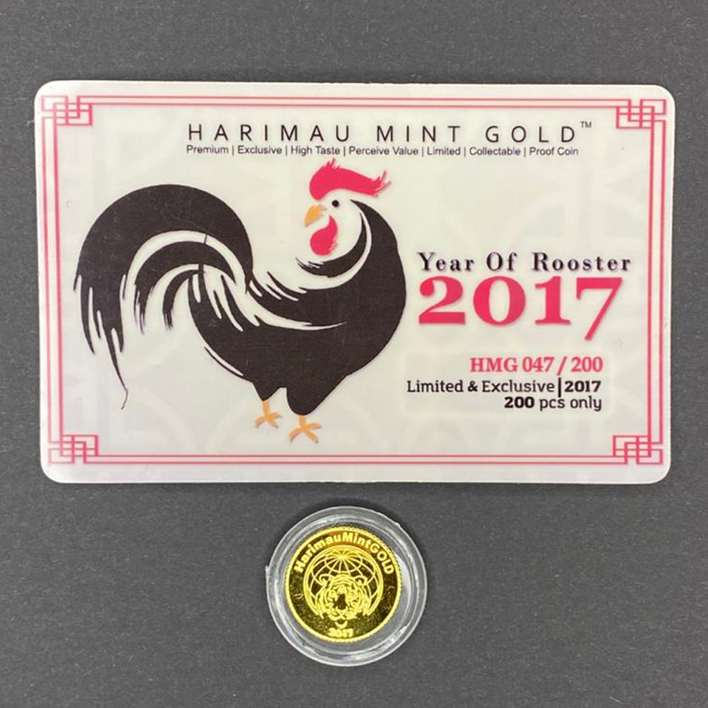 1g gold bar 999.9 Harimau Mint Gold Year of Rooster