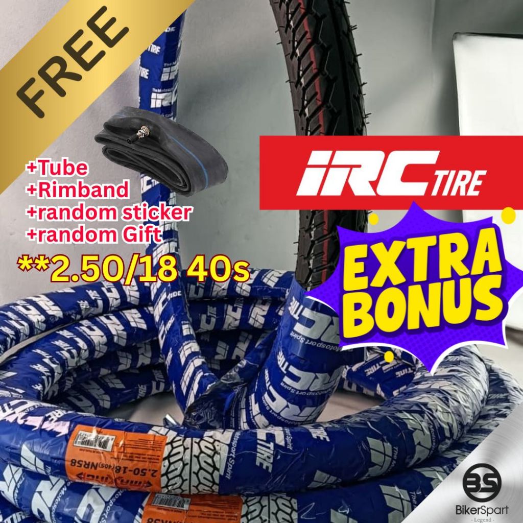 FREE GIFT IRC TYRE SUPER SPORT NR58 2.25/17 33s 2.50/17 38s 2.50/18 40s Tube TYPE Stock Baru TAYAR MOTOR RACING IRC NR58