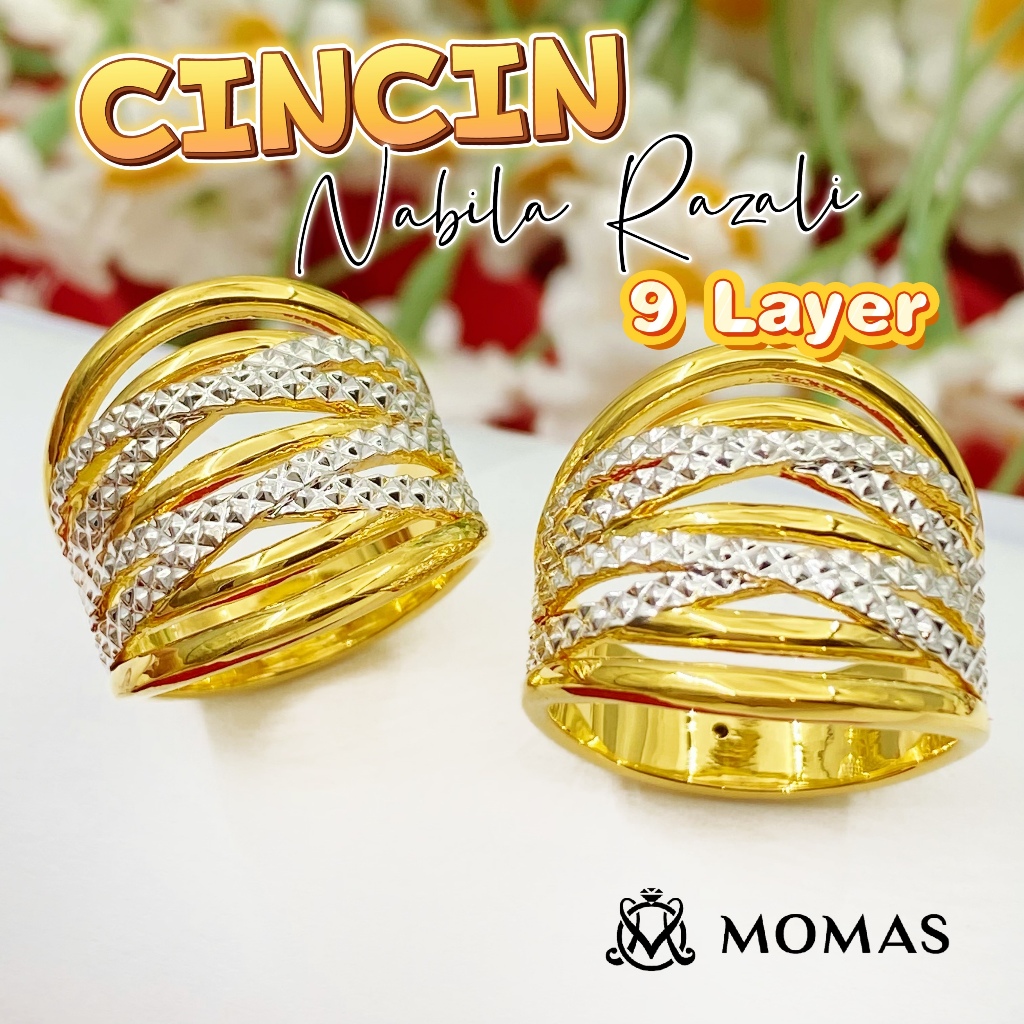 Cincin Nabila Razali 9 Layer Emas 916 Original Cincin Emas 916 Tulen Cincin Layer Cincin Emas 916 Datin Cincin Silang