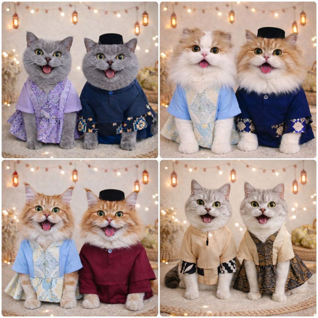 [ PREMIUM ] Baju Raya Melayu Kucing Songkok Baju Kurung Baju Melayu Makanan Cloth Hari Raya 马来新年猫衣服
