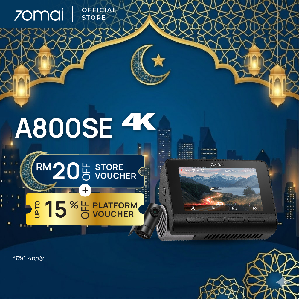 70mai A800SE Dashcam | 4K Resolution | 2 Channel | Built in GPS Night Vision | ADAS | App Control Type