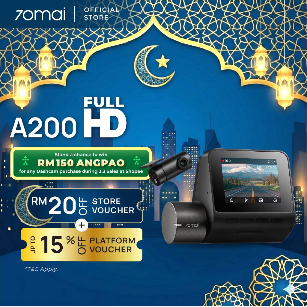 70mai Dashcam A200 Dual Channel 1080P Full HD+ Recording 2025 Ver.